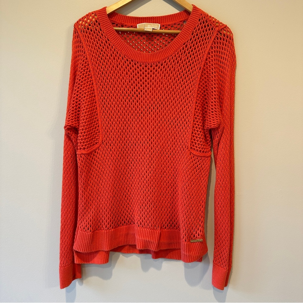 Michael Kors crocheted knit long sleeve top size Large